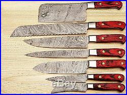 Damascus Blade Hand Made Kitchen Chef Knife, Set Of 07pcs
