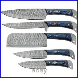 Damascus Kitchen-Knife Set Umbra River Steel Blades Pakkawood Handle DM-1397