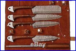 Damascus Steel Custom made Kitchen Knife 5pc Set Razor Sharp Blade PD-1034-5