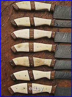Damascus Steel Custom made Kitchen Knife 7pc Set Razor Sharp Blade PD-1007-7
