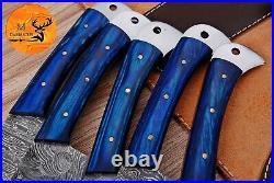 Damascus Steel Engraved Blade Chef Kitchen Knife Set With Wood Handle Aj 1768