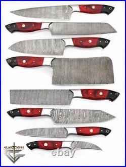 Details about DAMASCUS CHEF/KITCHEN KNIFE CUSTOM MADE BLADE 8 Pcs. Set. MH-16