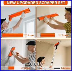 Drywall Skimming Blade Set, 12+22+32 Blades + Adjustable 24-55 Aluminum han