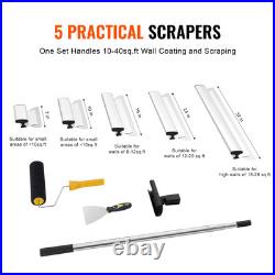 Drywall Skimming Blade Set Knife Combo 7/10/14/16/24in + 34-81.6 in Handle