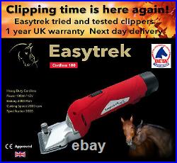 Easytrek CORDLESS horse clippers with 2 batteries heavy duty inc 2 sets of blade