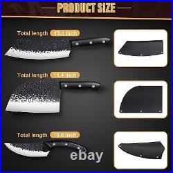 Ergonomic 4pcs Butcher Knife Set with High Carbon Steel Blades for BBQ & Camping
