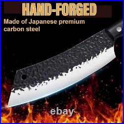 Ergonomic 4pcs Butcher Knife Set with High Carbon Steel Blades for BBQ & Camping