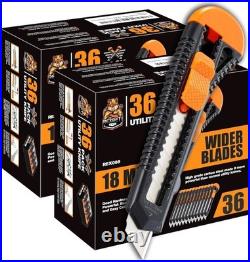 Ergonomic Retractable Utility Knife Set 72 Heavy-Duty Cutters for Office/Home