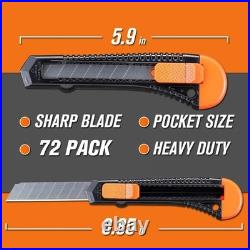 Ergonomic Retractable Utility Knife Set 72 Heavy-Duty Cutters for Office/Home