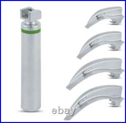 FIBER OPTIC Laryngoscope Mac Set of 4 BLADES and HANDLE