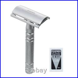 Feather AS-D2 Stainless Razor with 5 Hi-Stainless Double Edge Blades Shaving Set