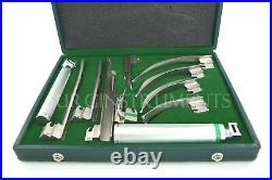 Fiber Optic Macintosh & Miller Combo Laryngoscope Set 9 Blades 2 Handles