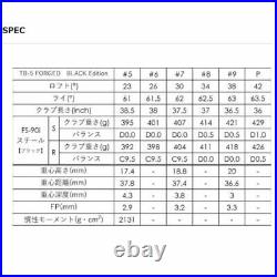 Fourteen TB-5 FORGED BLACK Edition iron set (#6-9, PW) FS-90i Steel Shaft JAPAN