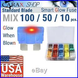 Fuses STANDARD blade regular LED Glow when it Blown ATC ATO box mix set car auto