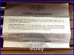 GERBER LEGENDARY CARVING BLADE SET IN WALNUT BOX 11 Pieces Excellent condition