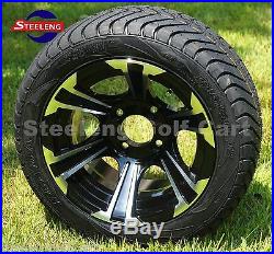 GOLF CART 12 BLADE WHEELS and 215/40-12 DOT LOW PROFILE TIRES (SET OF 4)