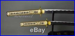 Gold Dragon Japanese Samurai Sword Set Katana+Wakizashi Sharp Blade Full Tang