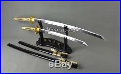 Gold Dragon Japanese Samurai Sword Set Katana+Wakizashi Sharp Blade Full Tang