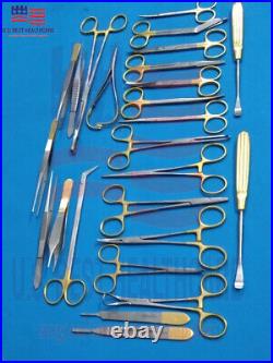 Gold Plated General Surgery Set 25 PCS With 10 Blades NO 3,10 no 4 A+