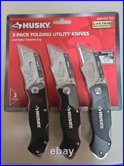 HUSKY 3 Folding Lock-Back Utility Knives, 12 Packs, 1000014724 New Sealed