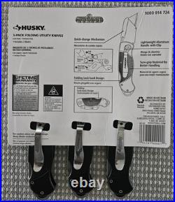 HUSKY 3 Folding Lock-Back Utility Knives, 12 Packs, 1000014724 New Sealed