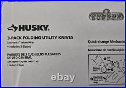 HUSKY 3 Folding Lock-Back Utility Knives, 12 Packs, 1000014724 New Sealed