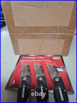 HUSKY 3 Folding Lock-Back Utility Knives, 12 Packs, 1000014724 New Sealed