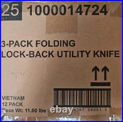 HUSKY 3 Folding Lock-Back Utility Knives, 12 Packs, 1000014724 New Sealed