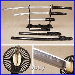 Hand Forged Musha Samurai Sword 3pc Set Sharp Blades withStand & Bags