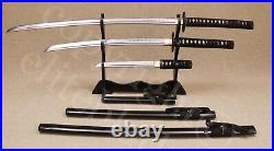 Hand Forged Musha Samurai Sword 3pc Set Sharp Blades withStand & Bags