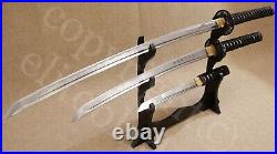 Hand Forged Musha Samurai Sword 3pc Set Sharp Blades withStand & Bags