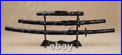 Hand Forged Musha Samurai Sword 3pc Set Sharp Blades withStand & Bags