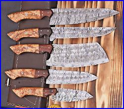 Handmade HAND FORGED DAMASCUS STEEL CHEF KNIFE Set Kitchen Knives