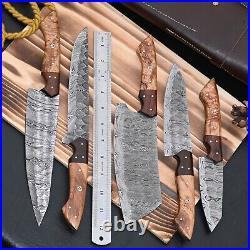 Handmade HAND FORGED DAMASCUS STEEL CHEF KNIFE Set Kitchen Knives