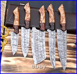 Handmade HAND FORGED DAMASCUS STEEL CHEF KNIFE Set Kitchen Knives