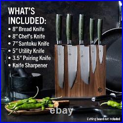 HexClad Essential Knife Set, 6-Piece, Japanese Damascus Stainless Steel Blades