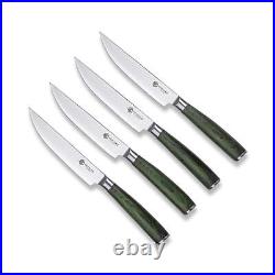 HexClad Steak Knife Set, 4-Pieces Damascus Stainless Steel Blades, Full Tang
