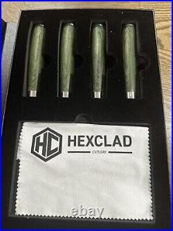 HexClad Steak Knife Set, 4-Pieces Damascus Stainless Steel Blades, Full Tang