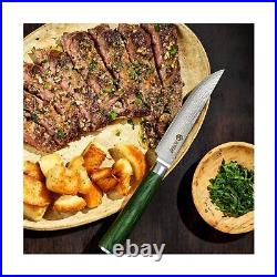 HexClad Steak Knife Set, 4-Pieces Damascus Stainless Steel Blades, Full Tang