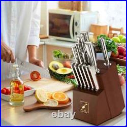 Imarku 15-Piece Knife Block Set with Sharpener Japanese Stainless Steel Blade