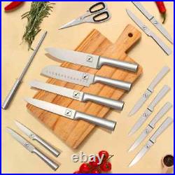 Imarku 15-Piece Knife Block Set with Sharpener Japanese Stainless Steel Blade
