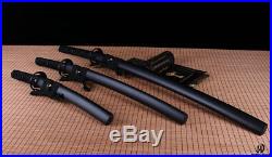 Japanese Black Folded Steel Samurai Sword katana+wakizashi+tanto set sharp blade