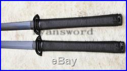 Japanese Sword Set Gemini Twin Ninja Folde Steel Iron Tsuba Straight Blade Black