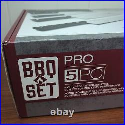 Kai PRO 5pc BBQ Cleaver, Slicing Knife Set with Roll & Blade Guards FREE SHIP
