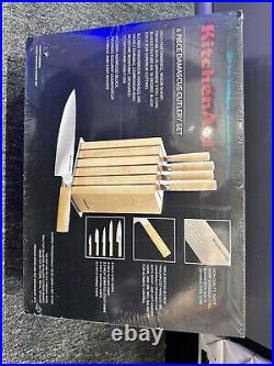 KitchenAid 6-Piece Ashwood Knife Block Set, Premium Damascus Steel Blades