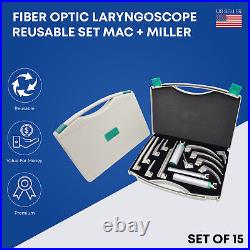Laryngoscope Reusable Fiber Optic Set (macintosh + Miller) Blades Set Of 15