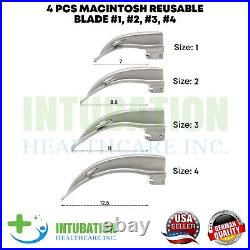 Laryngoscope Set Miller Macintosh Blade & Handles EMT Anesthesia Intubation Kit