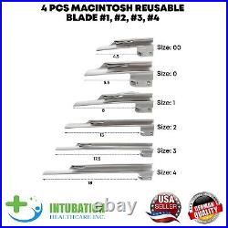 Laryngoscope Set Miller Macintosh Blade & Handles EMT Anesthesia Intubation Kit