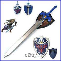 Link's Stainless Steel Life Size Master Sword Steel Blade Shield Set Hylian LOZ