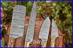 Lot Of 4 Handmade Damascus Steel Blade Custom Full Tang Kitchen Chef Knife Set